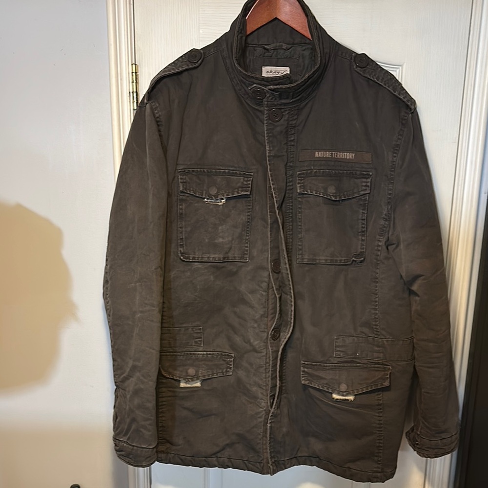 Men's Okay Nature Territory Distressed Look Jacket Size XL